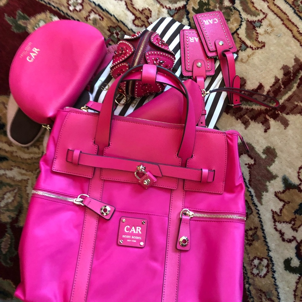 henri bendel Hot Pink Tote Bag with Gold Hardware